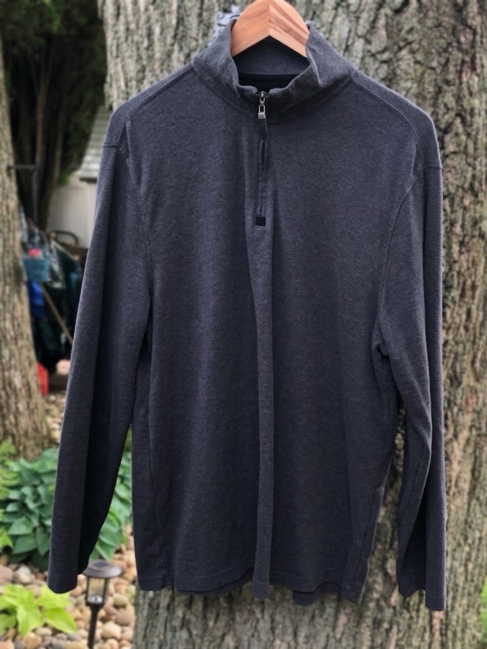 Tasso Elba Mens Supima Cotton Quarter Zip XL Gray